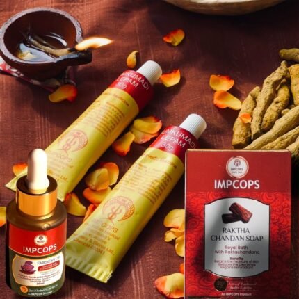 IMPCOPS Combo Pack For Complete Skin Care | Kumkumadi Lepam + Kumkumathi Tailam + Raktha Chandan Soap